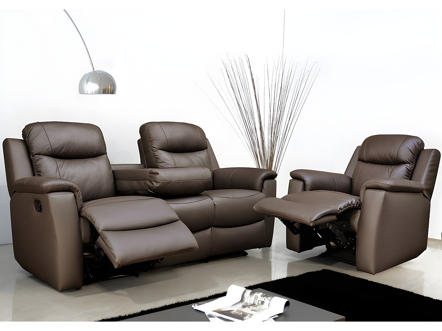Vente-unique Ledergarnitur Relax - Braun - Evasion