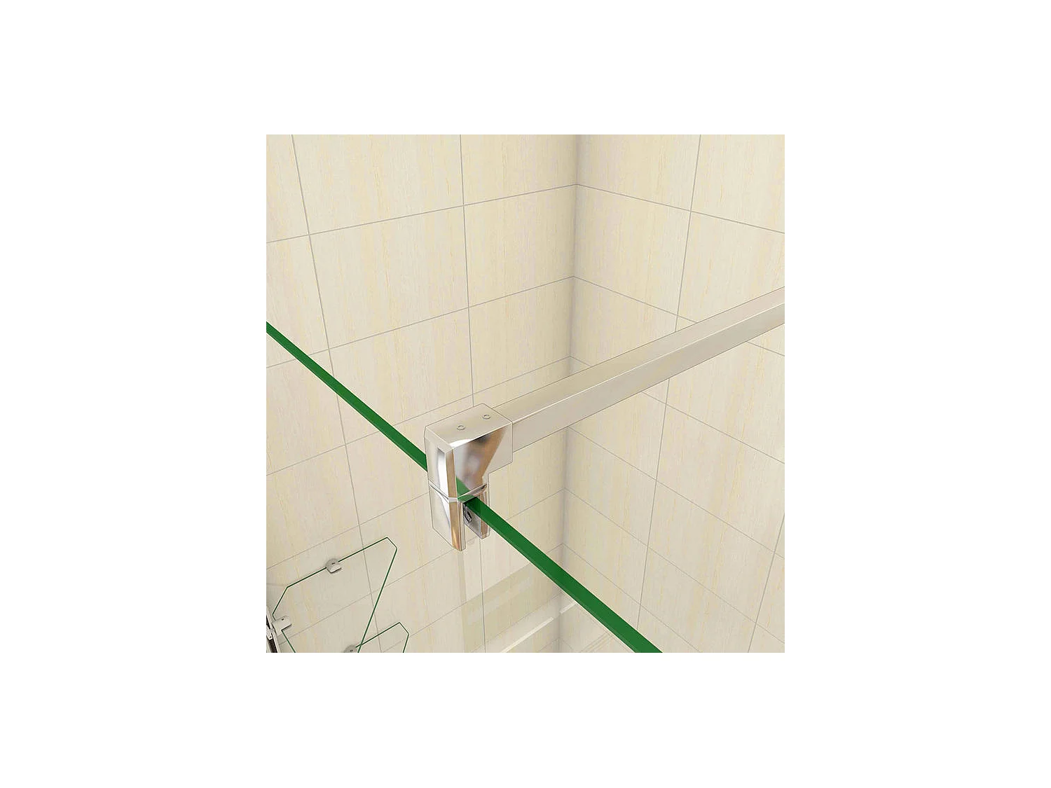 Paroi de douche à l'italienne 90x190cm avec étagères et barre de fixation 90cm en carré, en 8mm verre anticalcaire