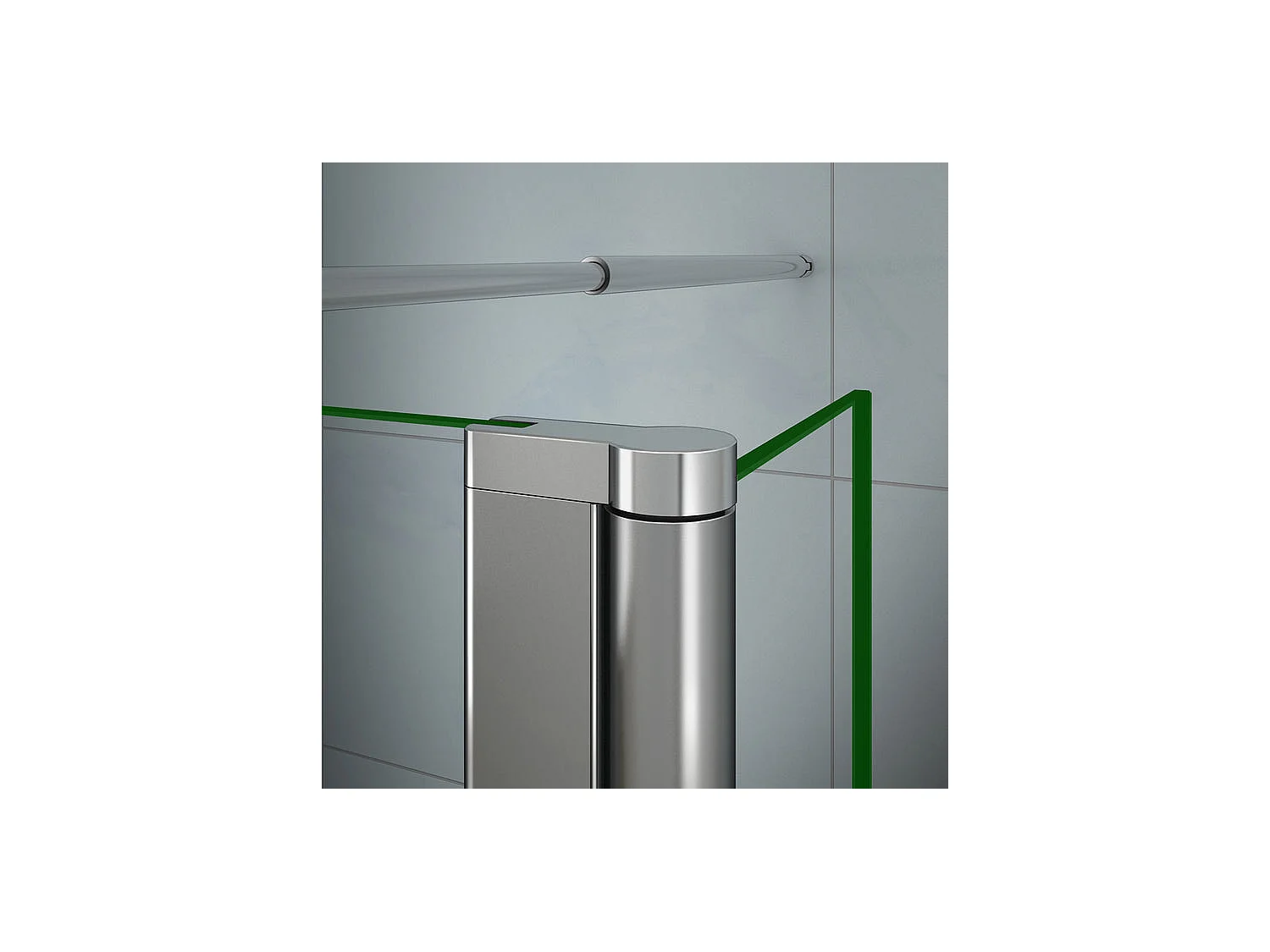 Paroi de douche à l'italienne verre dépoli au centre 90+40x200cm avec retour pivotant, avec barre de fixation 70-120cm en cylindrique