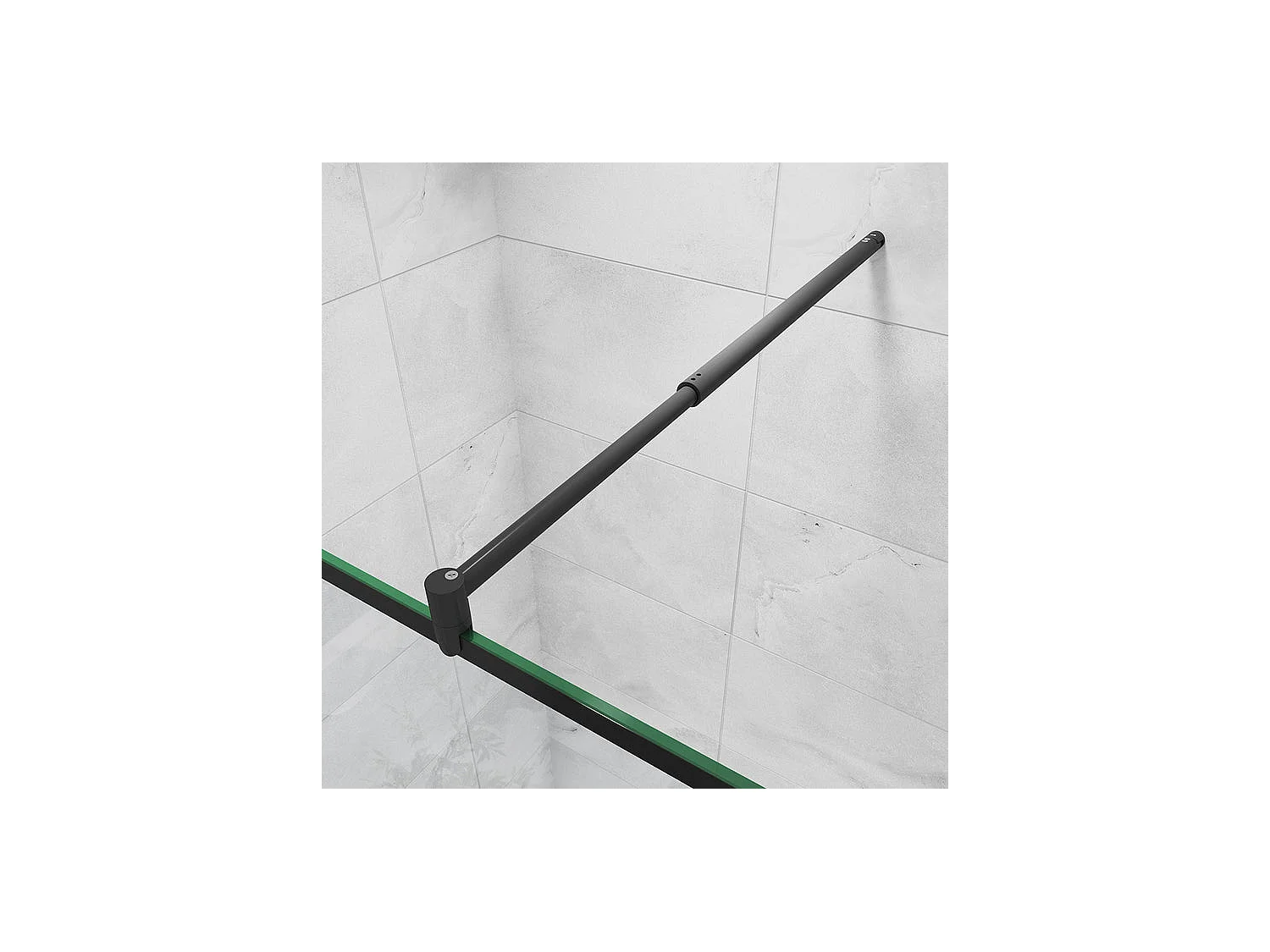 Paroi de douche 90x200cm fixe à l'italienne avec barre de fixation noire 70-120cm extensible, en 8mm verre anticalcaire style moderne