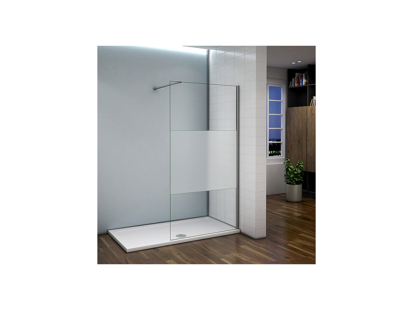 Paroi de douche 120x200cm avec barre de fixation 140cm recoupable