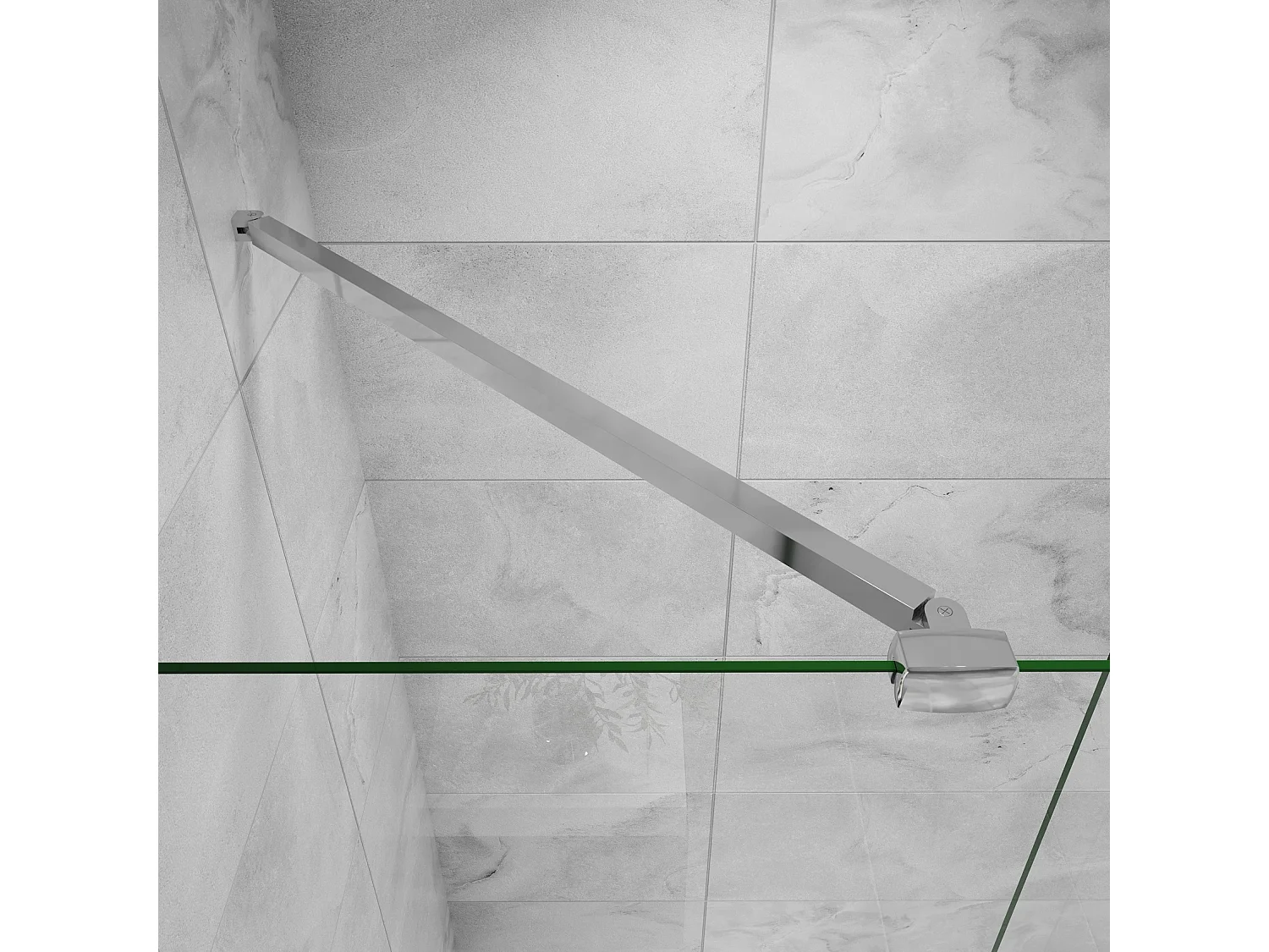 Paroi de douche à l'italienne 140x200cm avec barre de fixation 90cm pince renforcée, en 8mm verre bande centrale dépolie