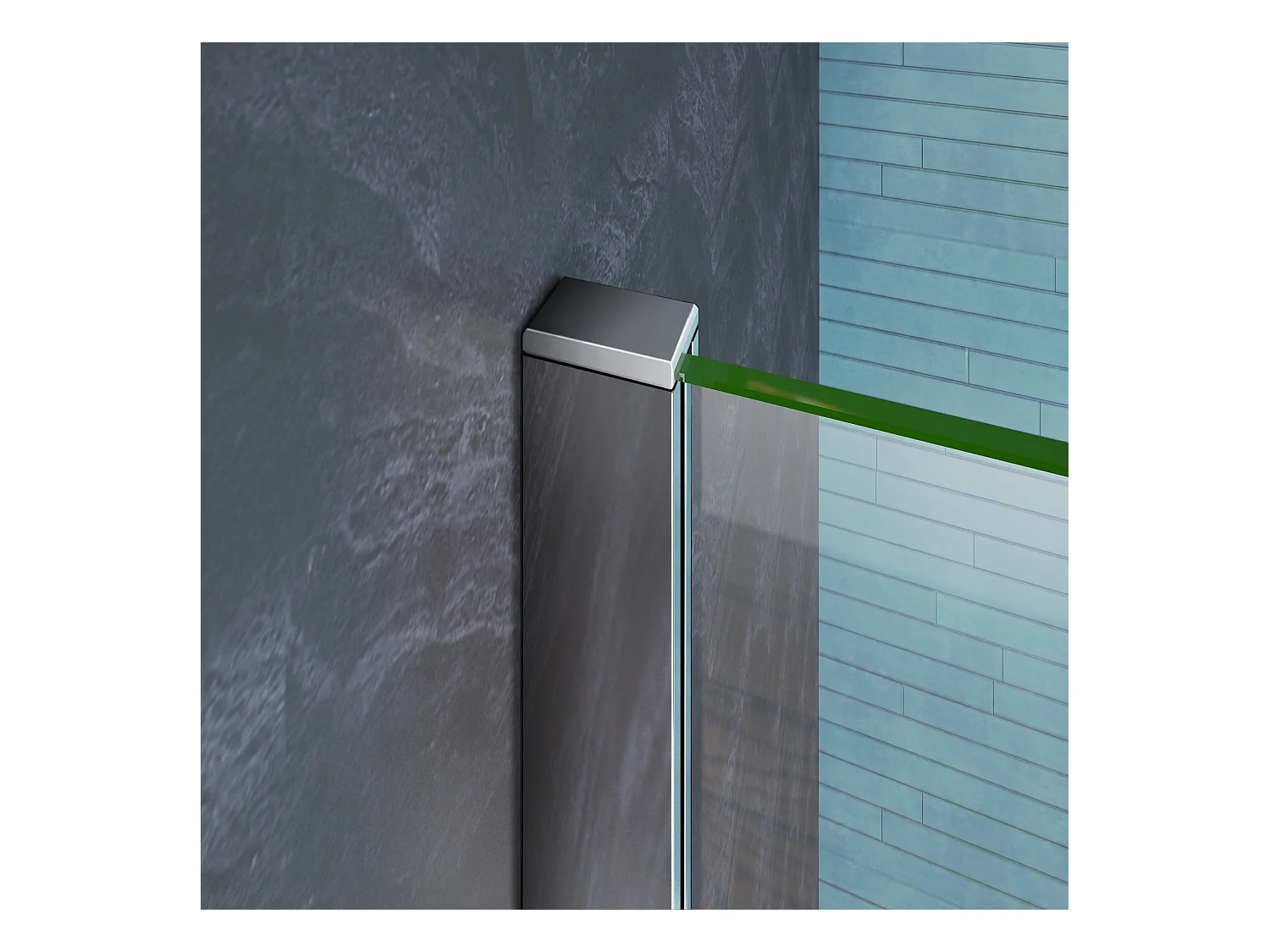 Paroi de douche fixe à l'italienne 160x200cm - 10mm verre trempé anticalcaire - Avec barre de fixation 70-120cm en cylindrique