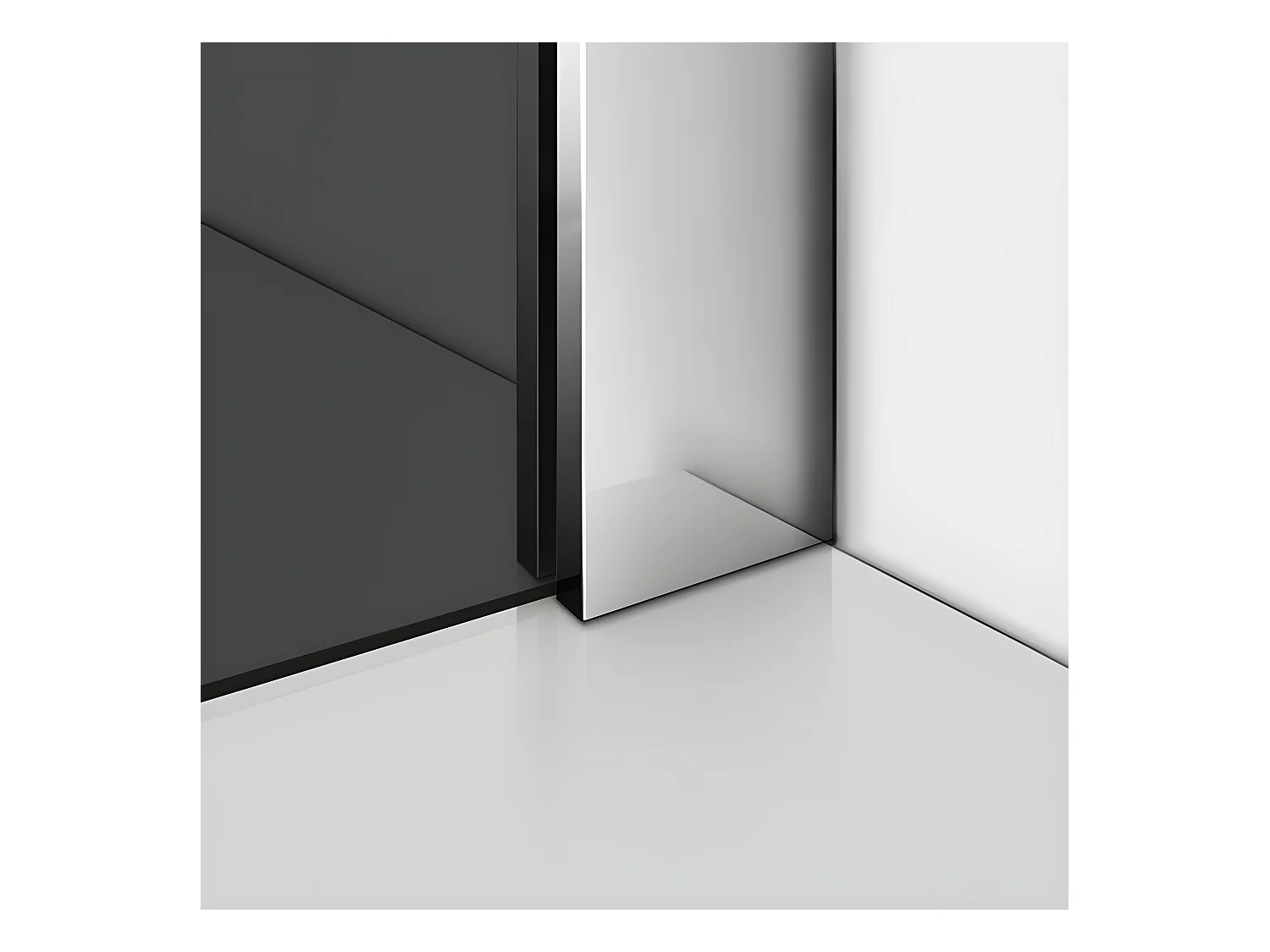 Paroi de douche grise 100x200cm à l'italienne avec barre de fixation 90cm en carré, en 8mm verre trempé anticalcaire