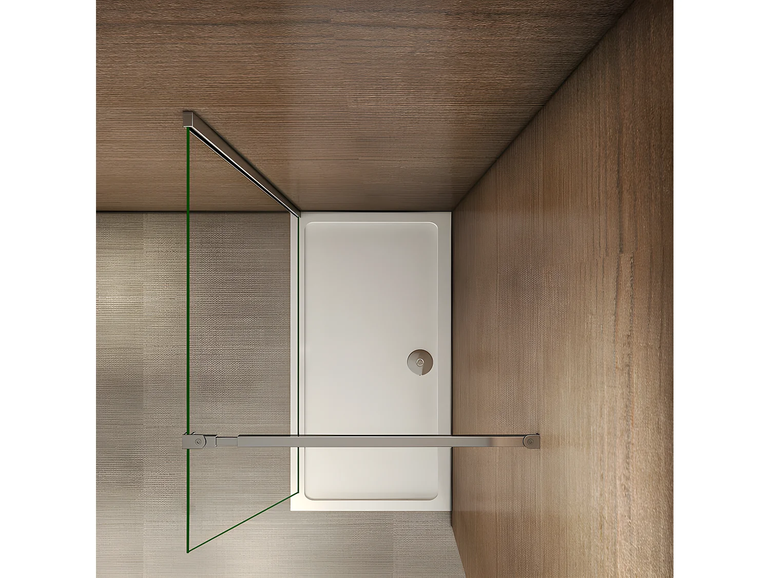 Inloopdouchewand 140x200cm met vierkante bevestigingsstang 73-120cm - Chroom - 8mm transparant gehard glas