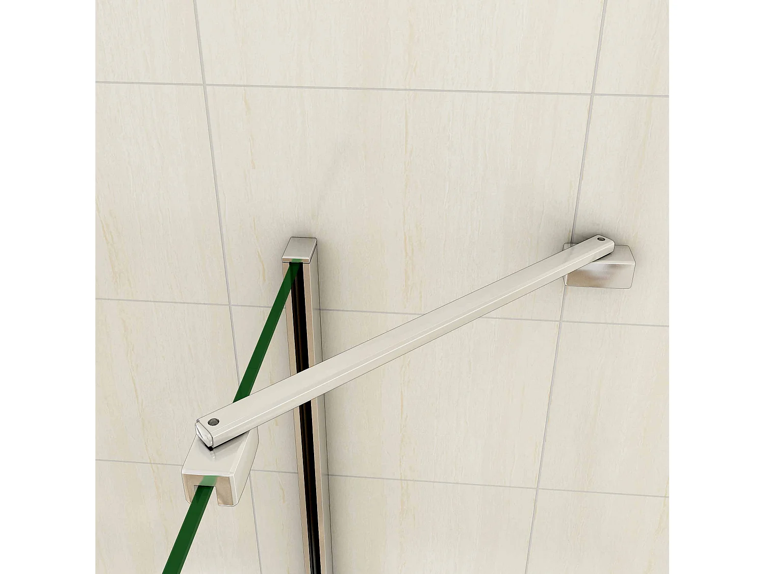 Paroi de douche à l'italienne 80x190cm avec étagères et barre de fixation 45cm la pince 360°, en 8mm verre anticalcaire