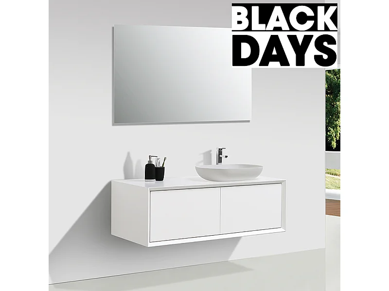 Waschtischunterschrank für Aufsatzwaschbecken 120 cm vormontiert mattweiß PALIO