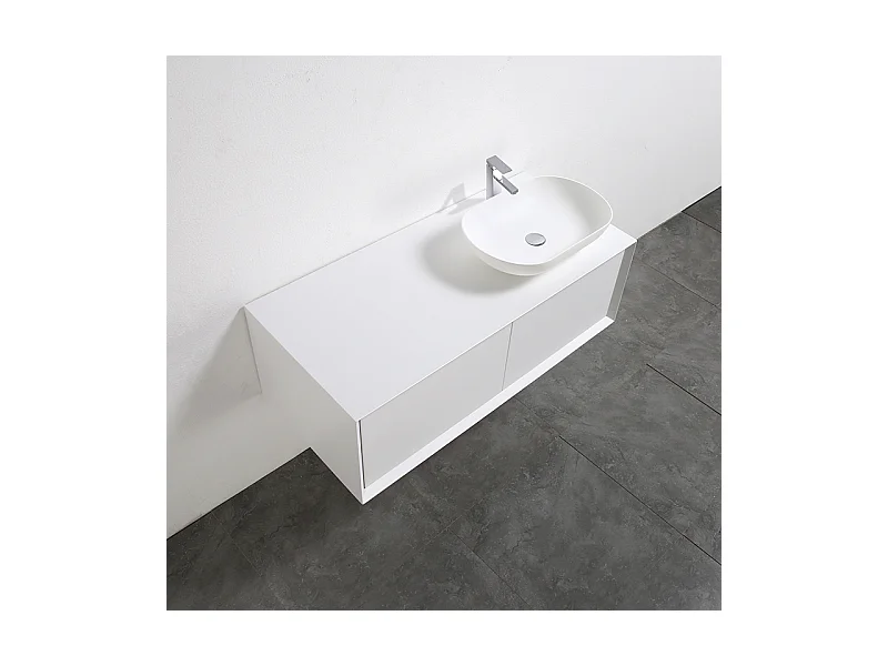Meuble salle de bain pour vasque à poser PALIO largeur 120 cm blanc mat