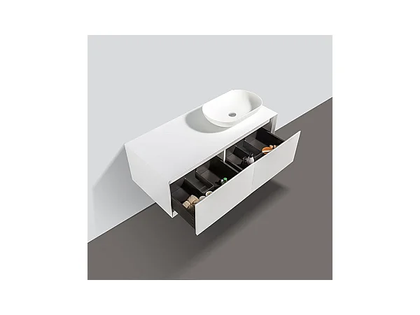 Meuble salle de bain pour vasque à poser PALIO largeur 120 cm blanc mat