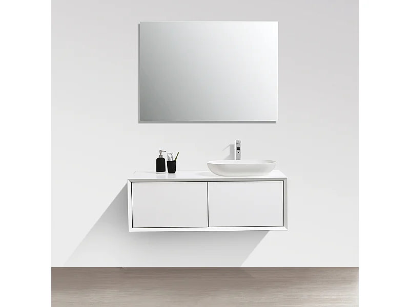 Waschtischunterschrank für Aufsatzwaschbecken 120 cm vormontiert mattweiß PALIO