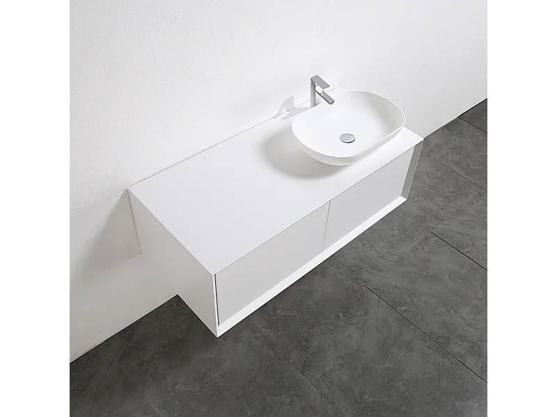 Waschtischunterschrank für Aufsatzwaschbecken 120 cm vormontiert mattweiß PALIO