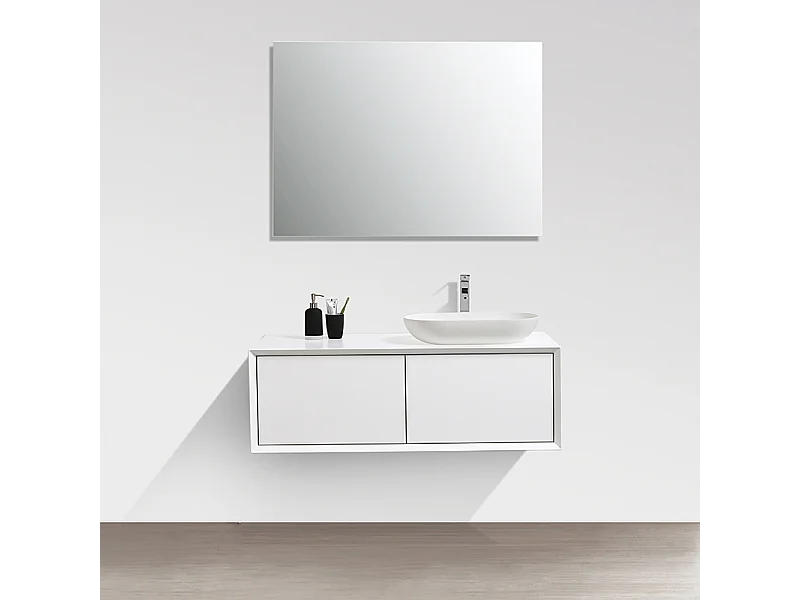 Waschtischunterschrank für Aufsatzwaschbecken 120 cm vormontiert mattweiß PALIO