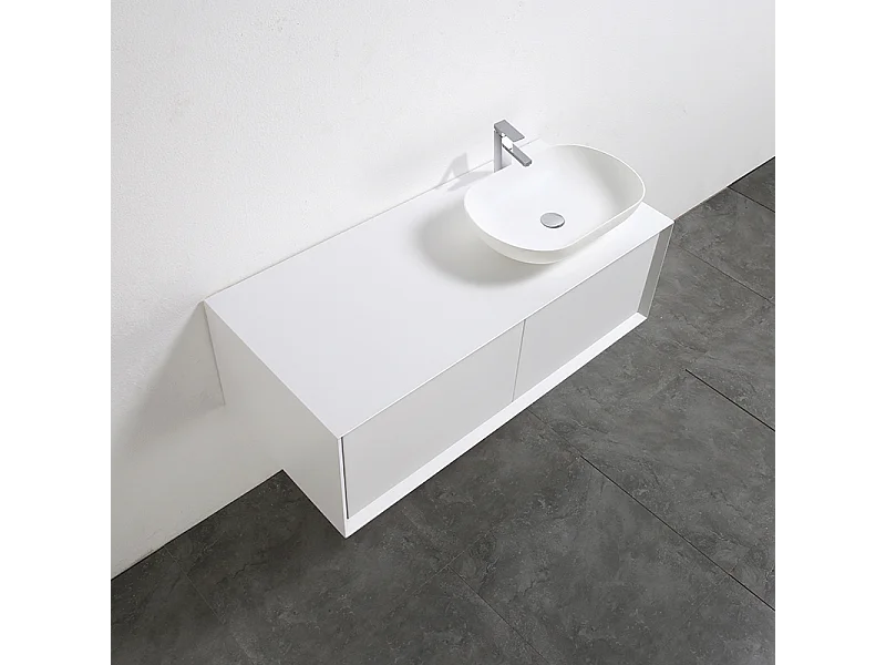 Waschtischunterschrank für Aufsatzwaschbecken 120 cm vormontiert mattweiß PALIO