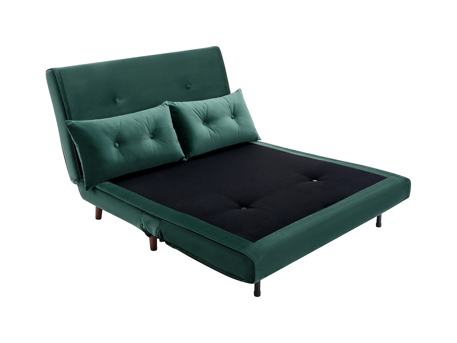 Sofa 2-Sitzer mit Schlaffunktion - Samt - Tannengrün - URIBIA