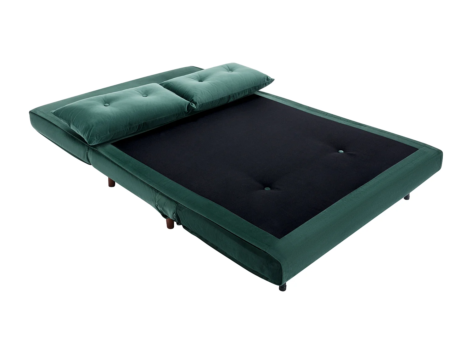 Canapé 2 places convertible en velours vert sapin URIBIA