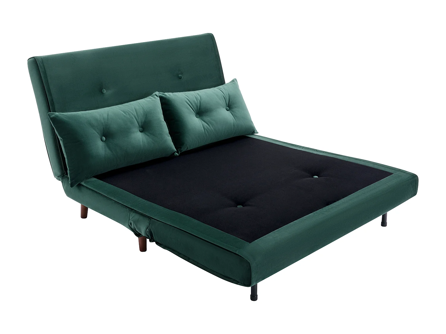 Canapé 2 places convertible en velours vert sapin URIBIA