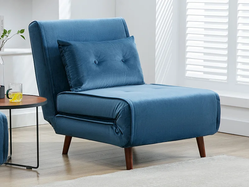 Fauteuil convertible en velours bleu nuit URIBIA