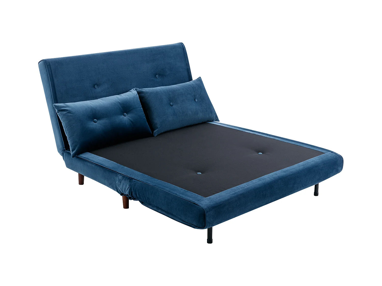 2-personers blå fløjls sovesofa URIBIA