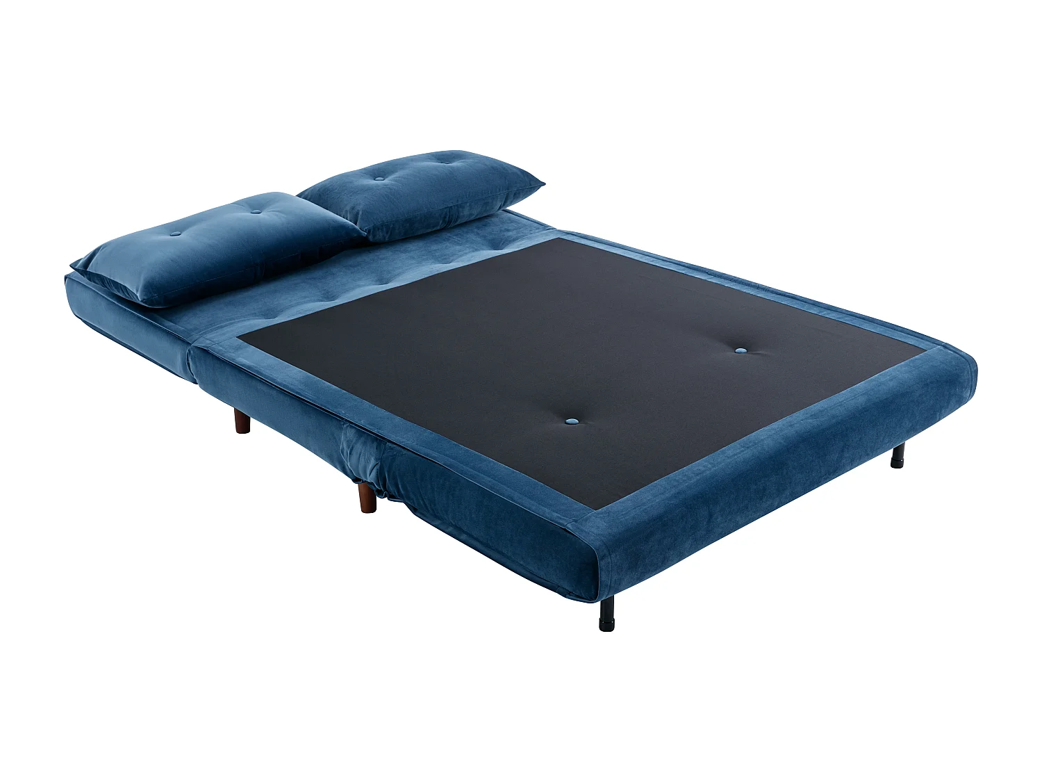 Canapé 2 places convertible en velours bleu nuit URIBIA