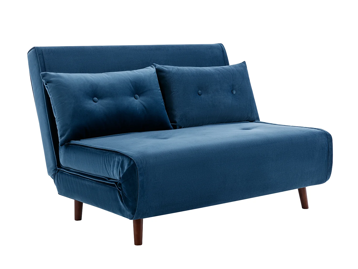 Canapé 2 places convertible en velours bleu nuit URIBIA