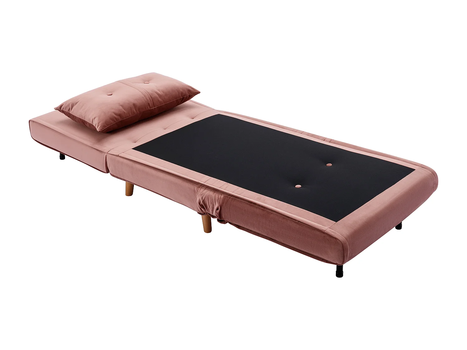 Vadderad vändbar fåtölj i pudderrosa sammet URIBIA