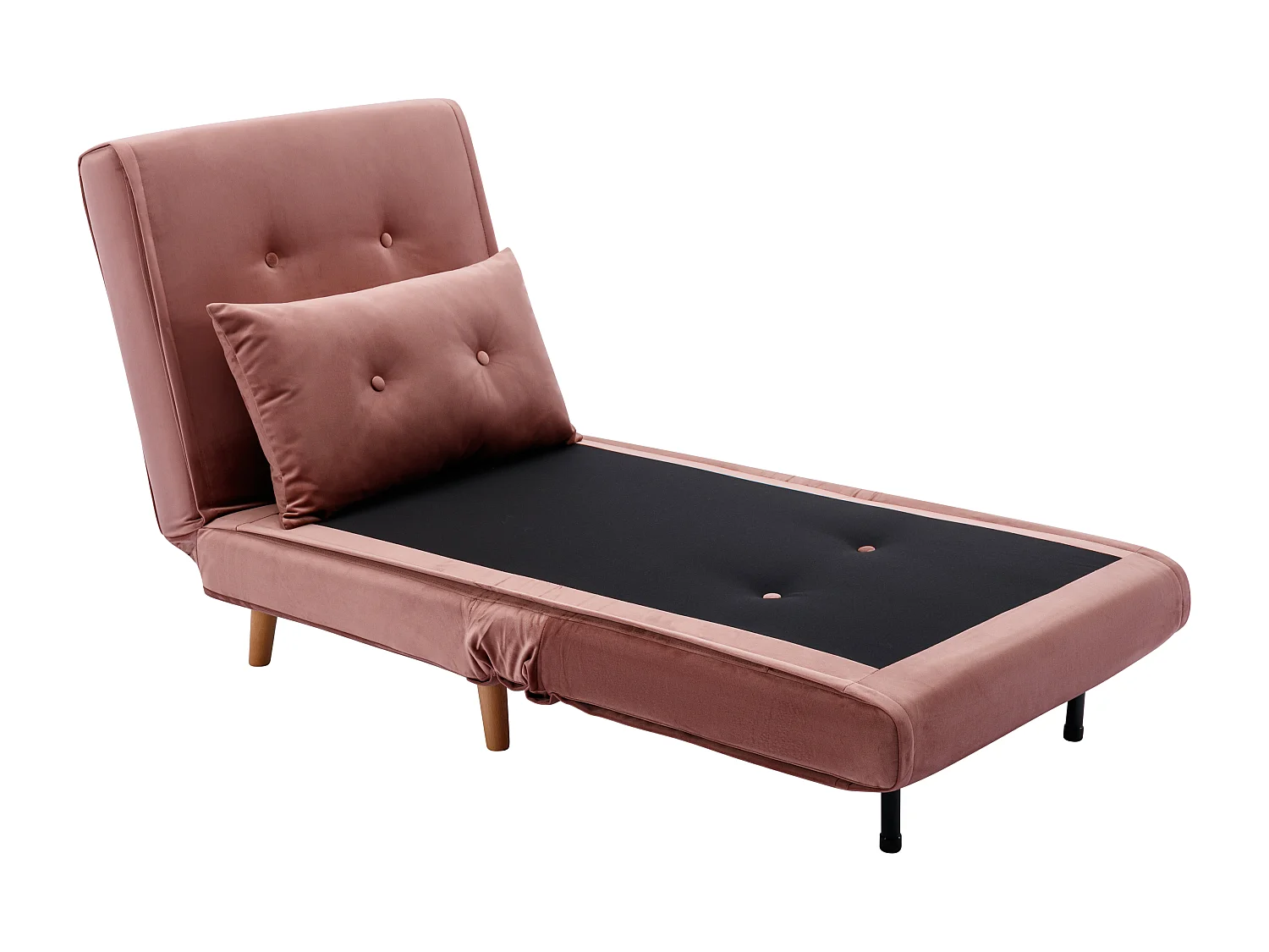 Vadderad vändbar fåtölj i pudderrosa sammet URIBIA