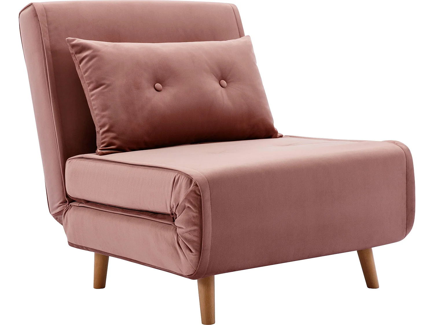 Vadderad vändbar fåtölj i pudderrosa sammet URIBIA