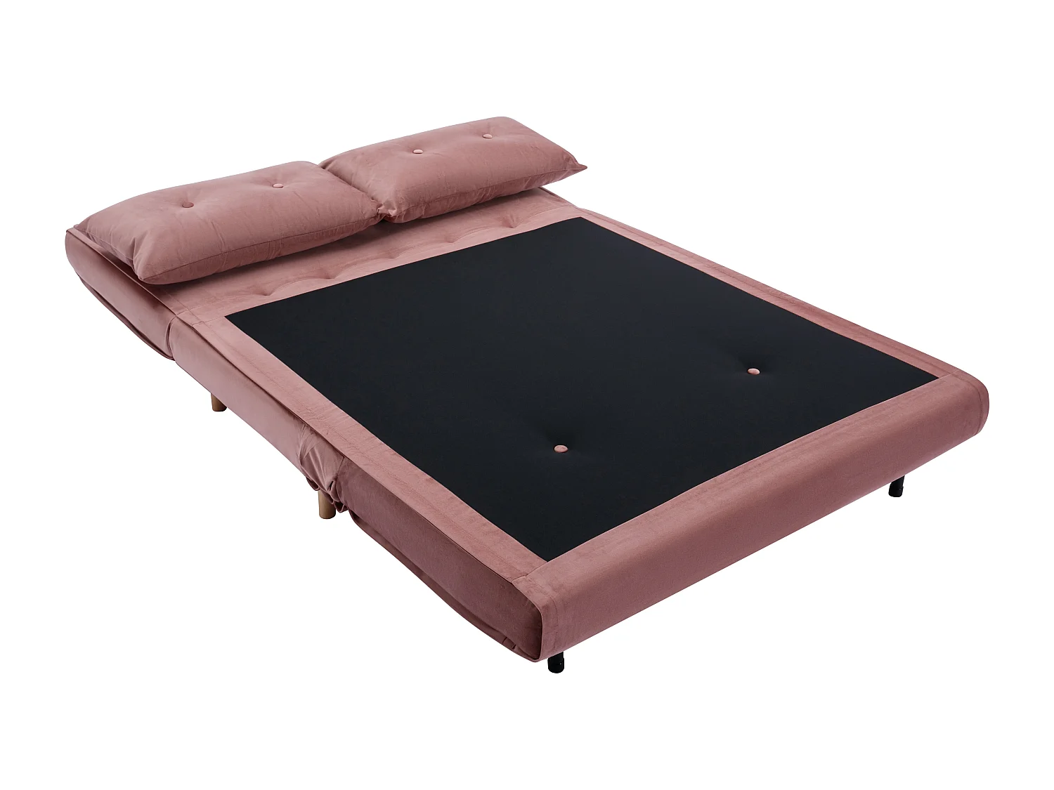 2-sits bäddsoffa i puderrosa sammet URIBIA