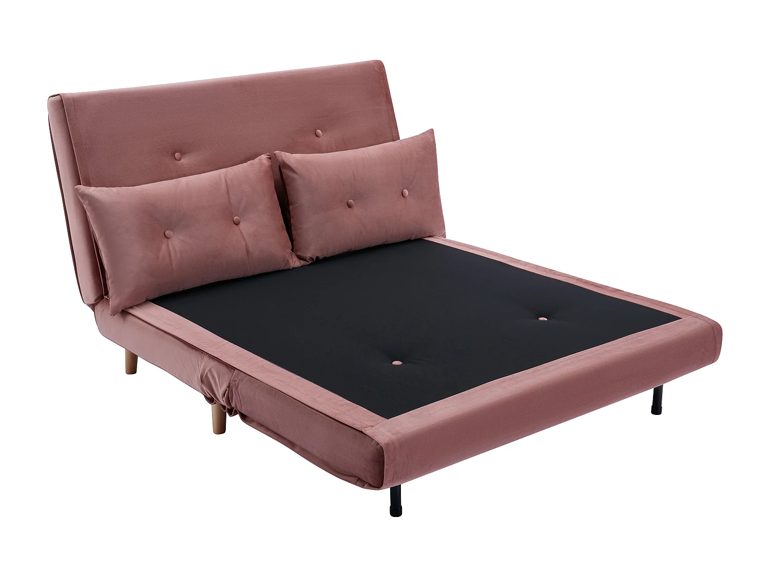 2-sits bäddsoffa i puderrosa sammet URIBIA