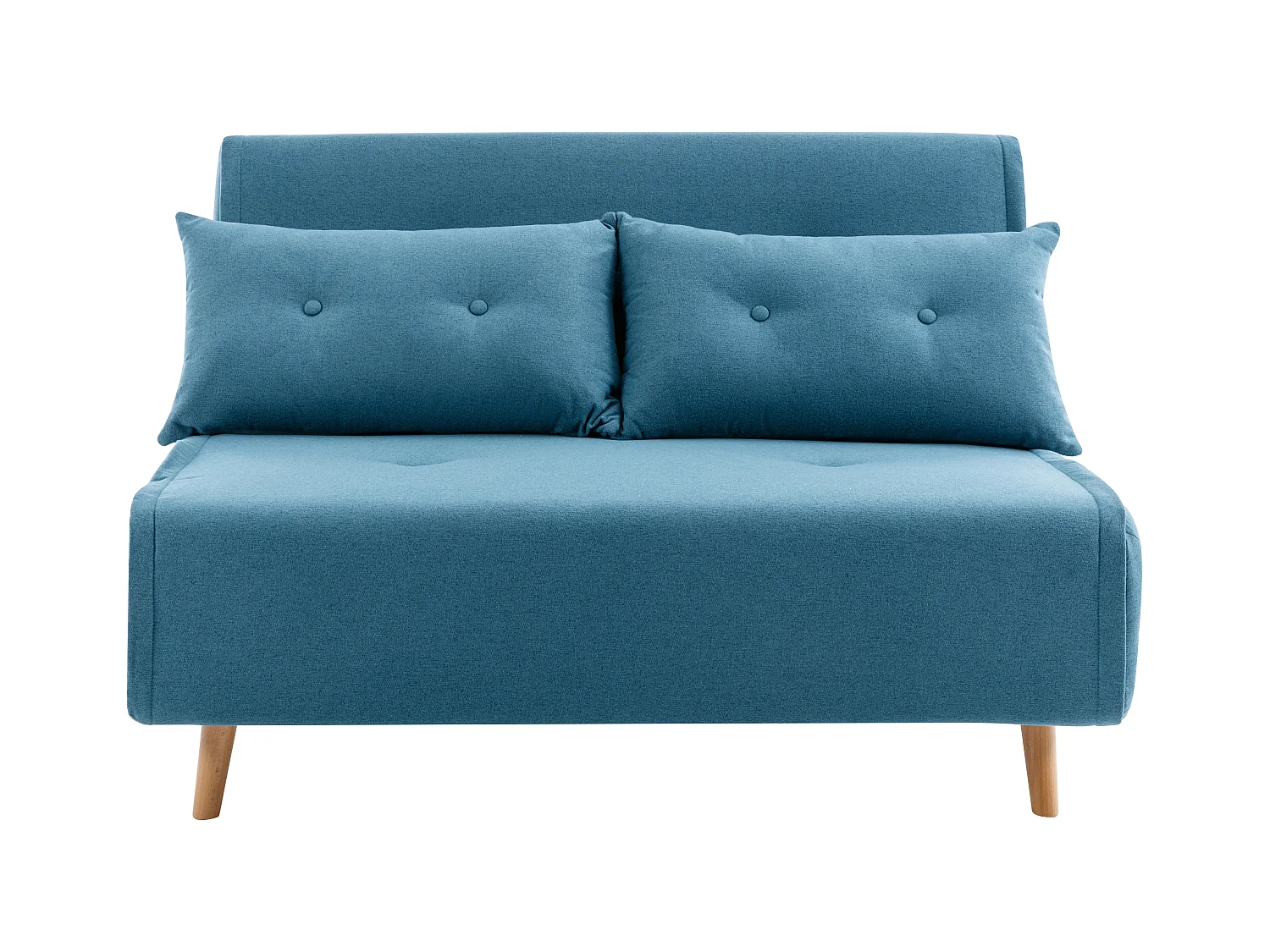 Canapé 2 places convertible en tissu bleu URIBIA