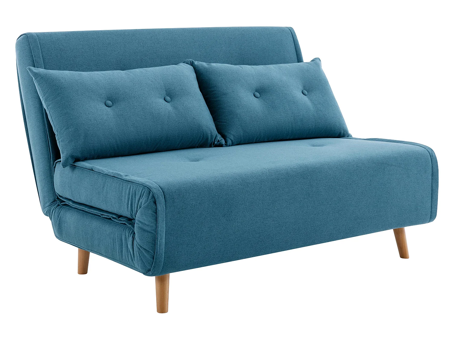 Canapé 2 places convertible en tissu bleu URIBIA