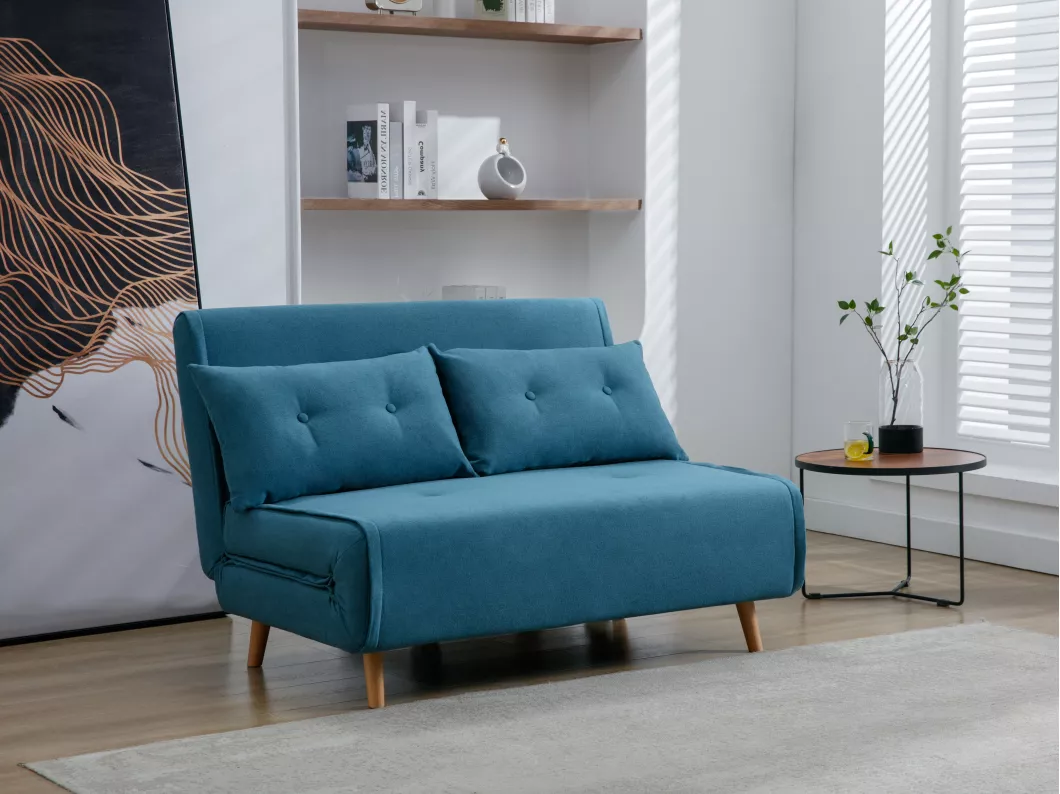 Kauf Unique Sofa 2-Sitzer mit Schlaffunktion - Stoff - Blau - URIBIA