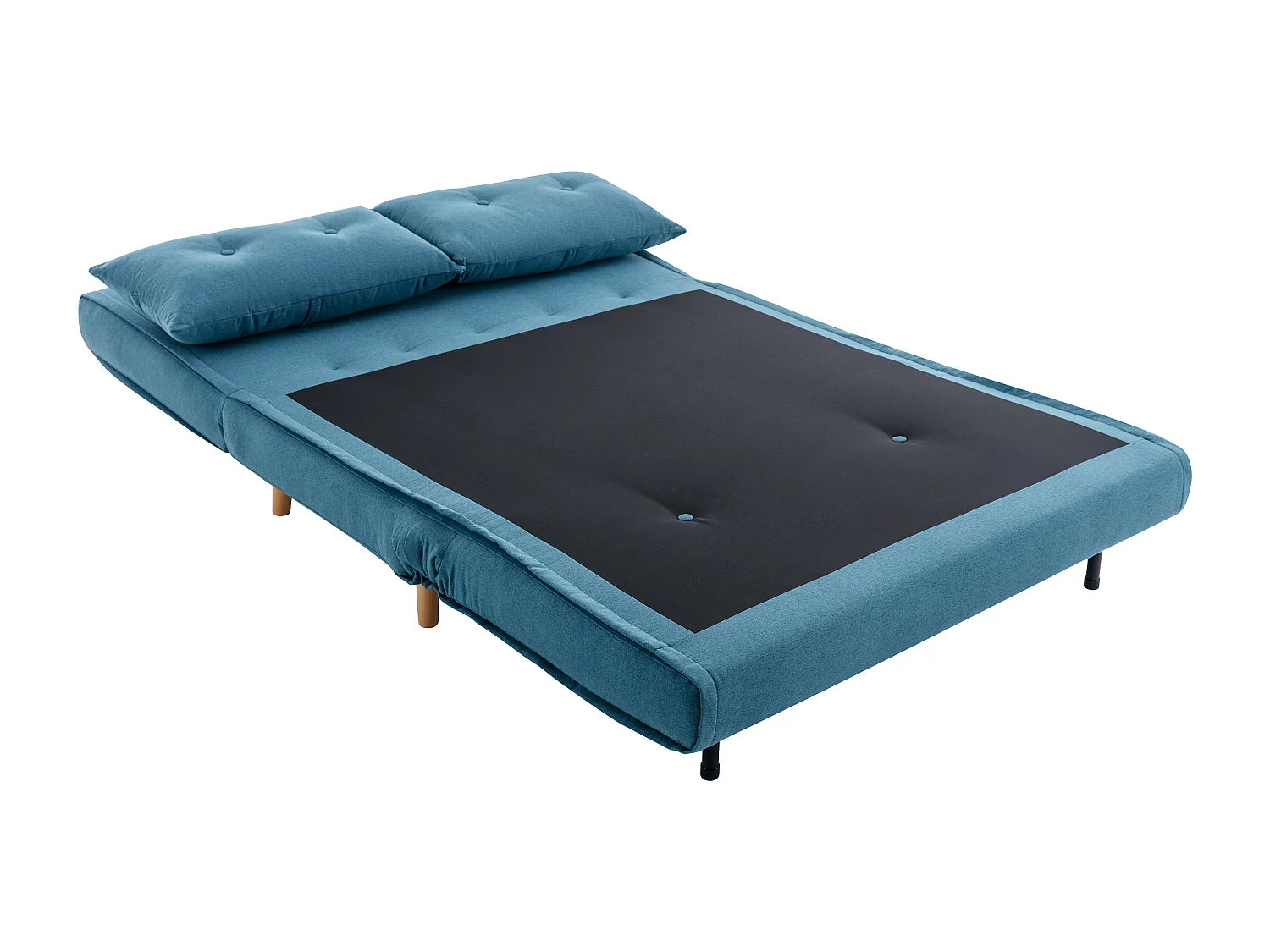 Sofa 2-Sitzer mit Schlaffunktion - Stoff - Blau - URIBIA