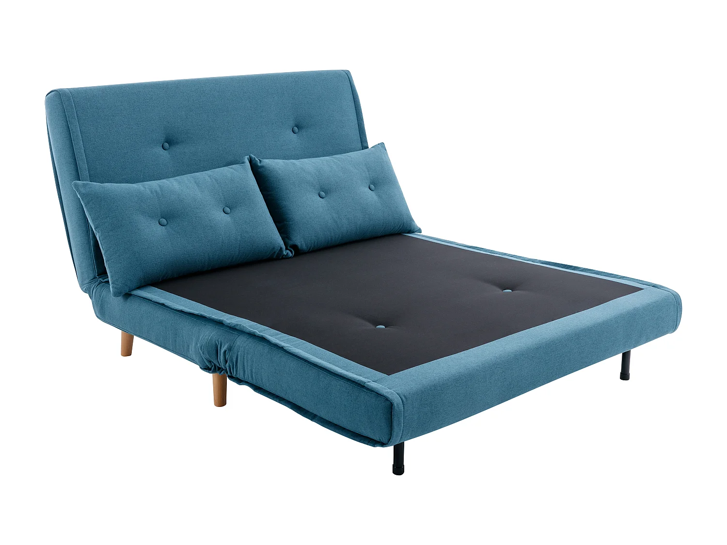 Sofa 2-Sitzer mit Schlaffunktion - Stoff - Blau - URIBIA
