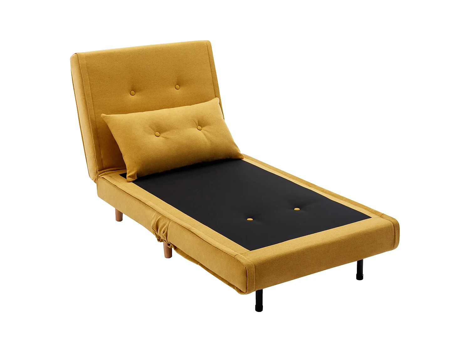 Fauteuil convertible en tissu jaune moutarde URIBIA