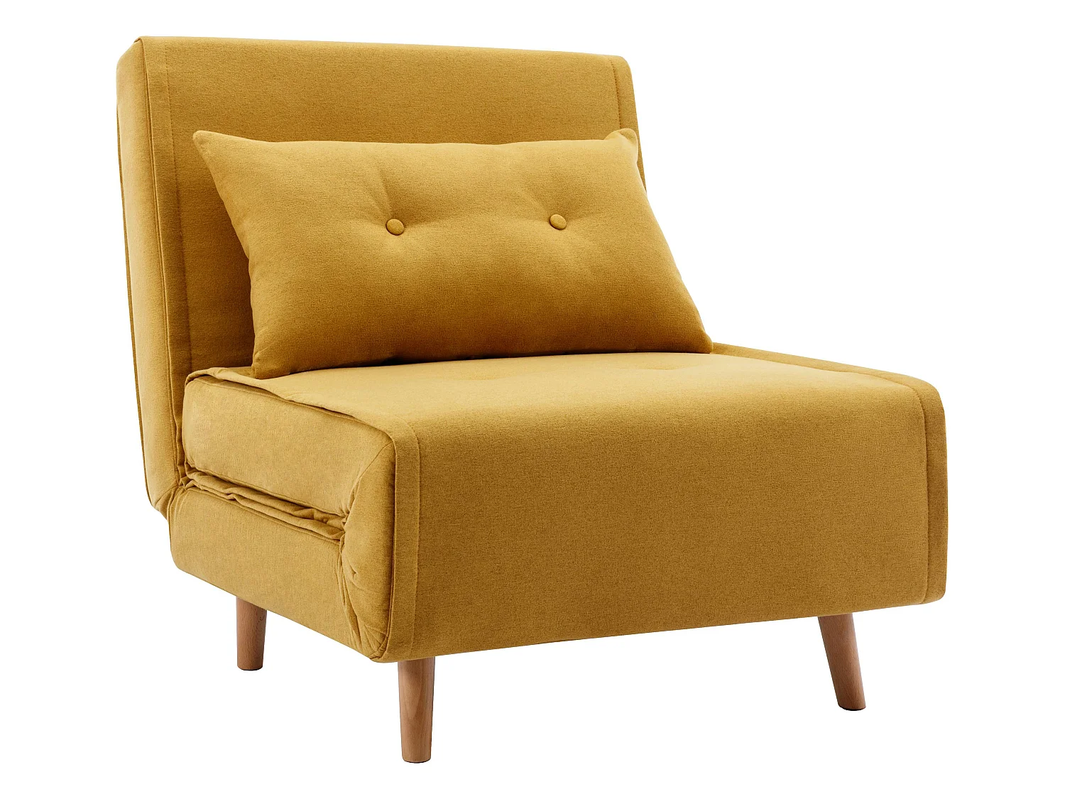 Fauteuil convertible en tissu jaune moutarde URIBIA