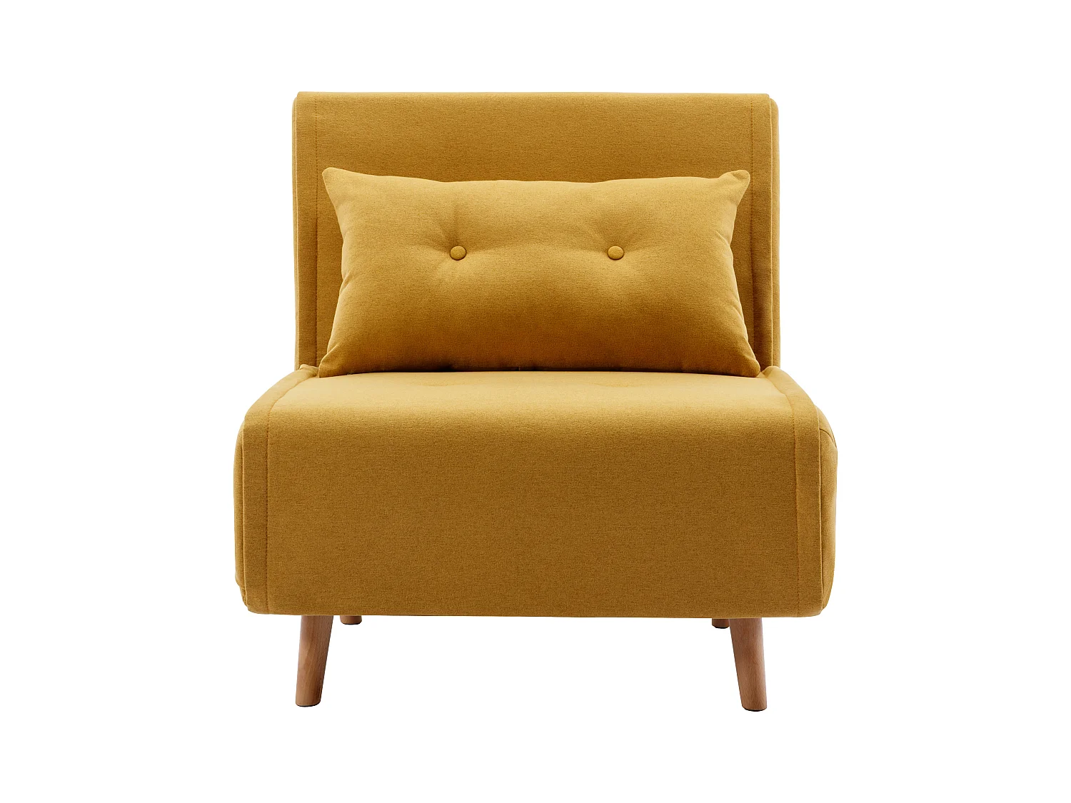 Slaapfauteuil van mosterdgele stof URIBIA