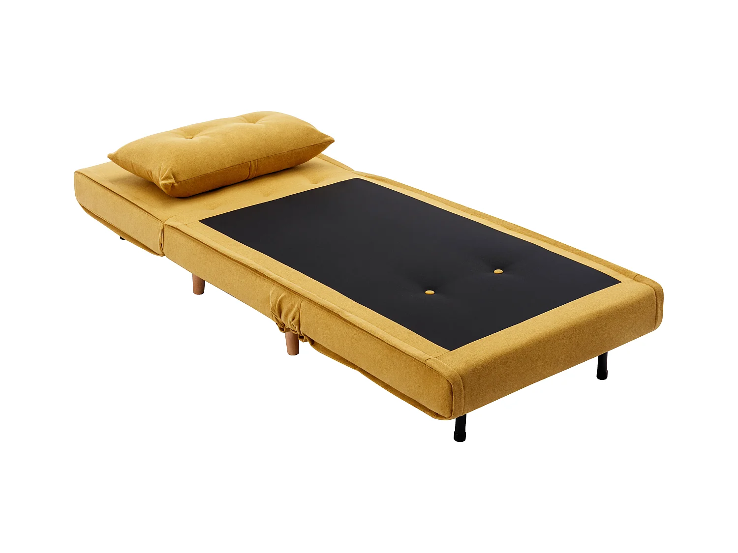 Slaapfauteuil van mosterdgele stof URIBIA