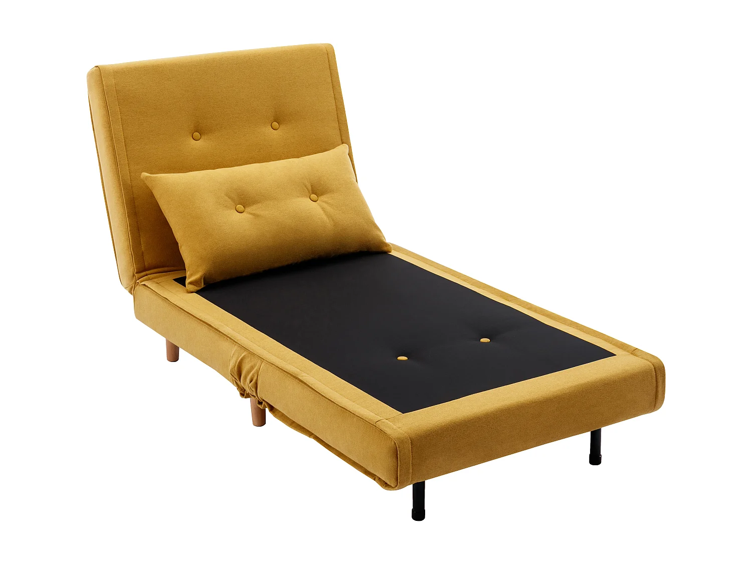 Slaapfauteuil van mosterdgele stof URIBIA