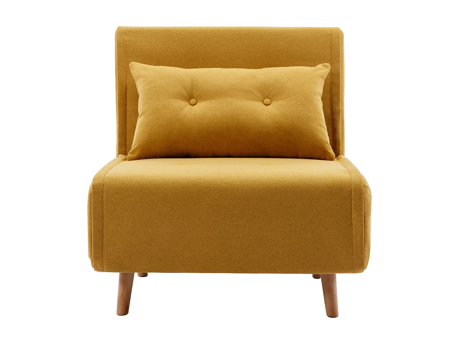 Slaapfauteuil van mosterdgele stof URIBIA