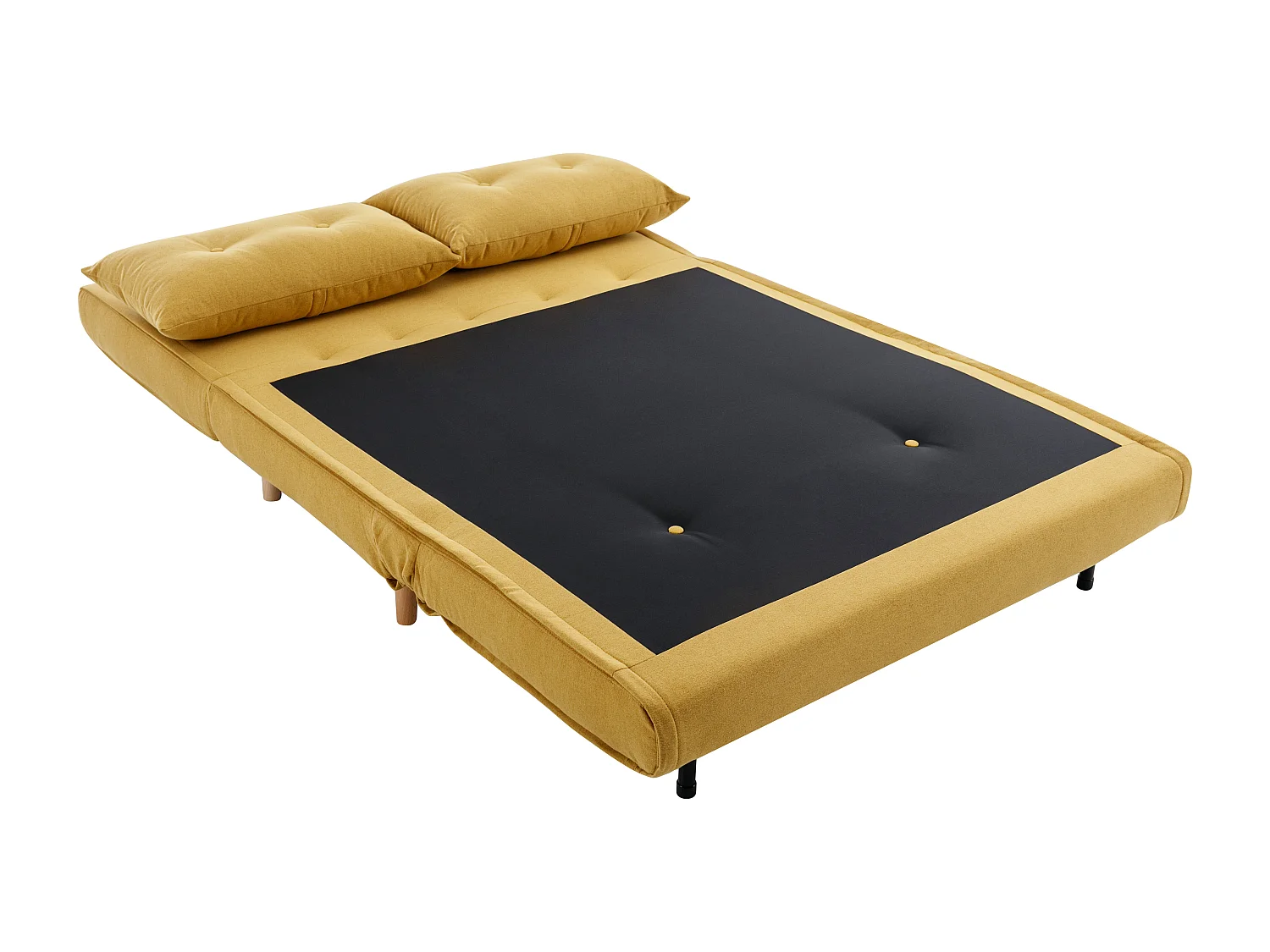 Kanapa 2-osobowa rozkładana tapicerowana żółta musztardowa – URIBIA