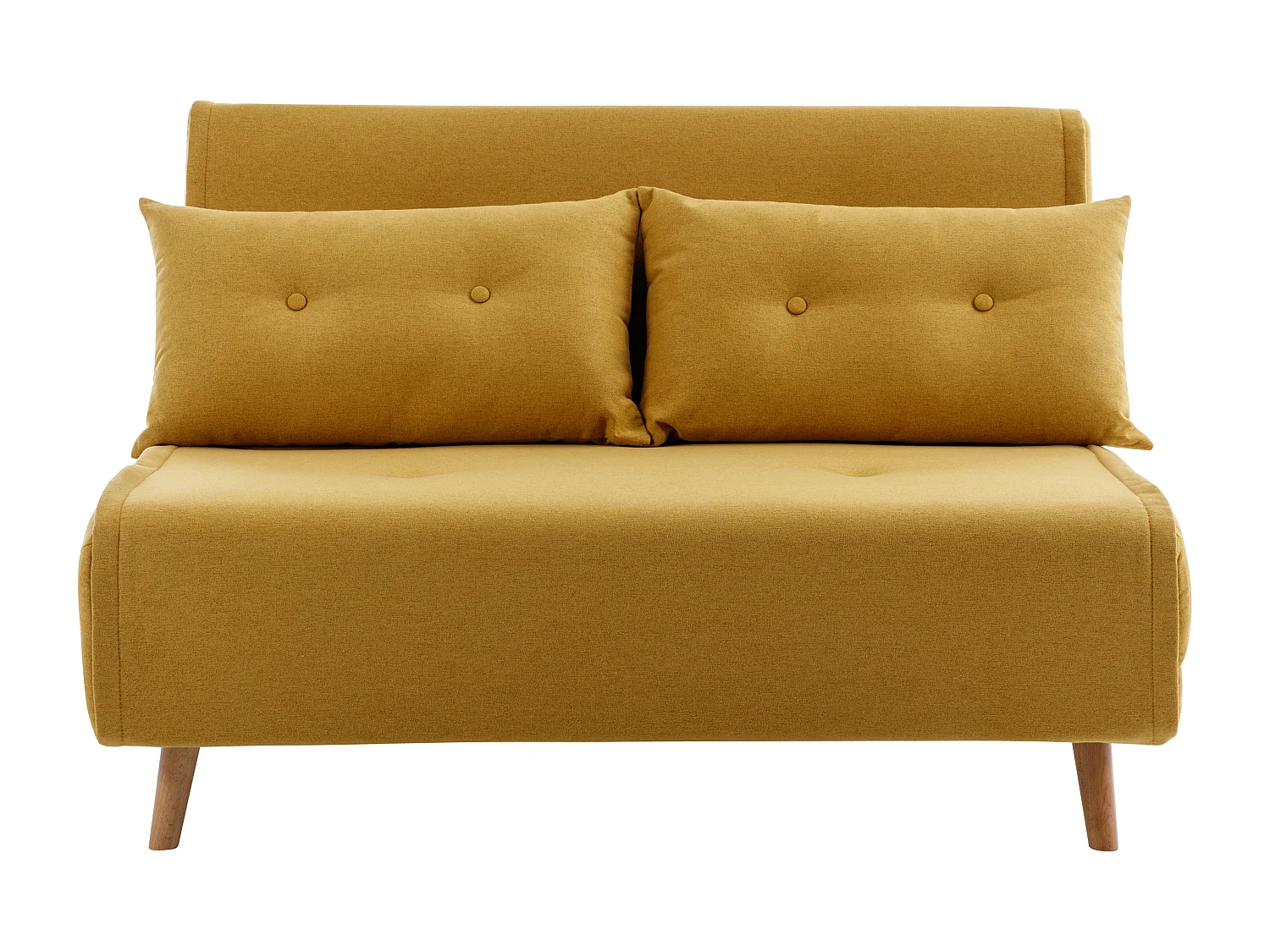Kanapa 2-osobowa rozkładana tapicerowana żółta musztardowa – URIBIA