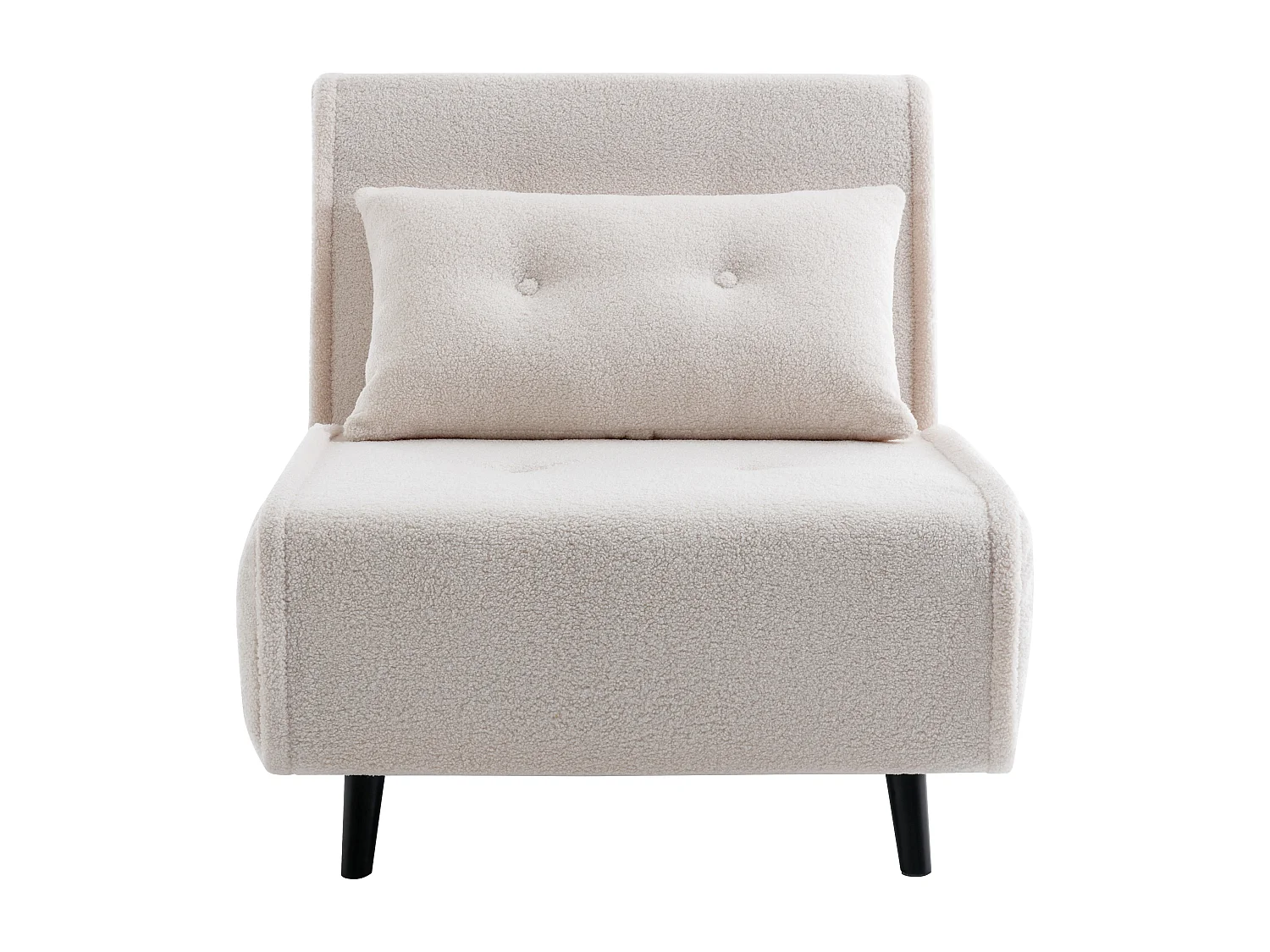 Vadderat läderklädda fötölj i elfenben bouclette URIBE