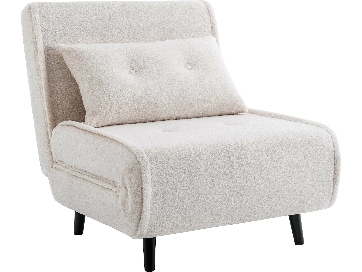 Vadderat läderklädda fötölj i elfenben bouclette URIBE