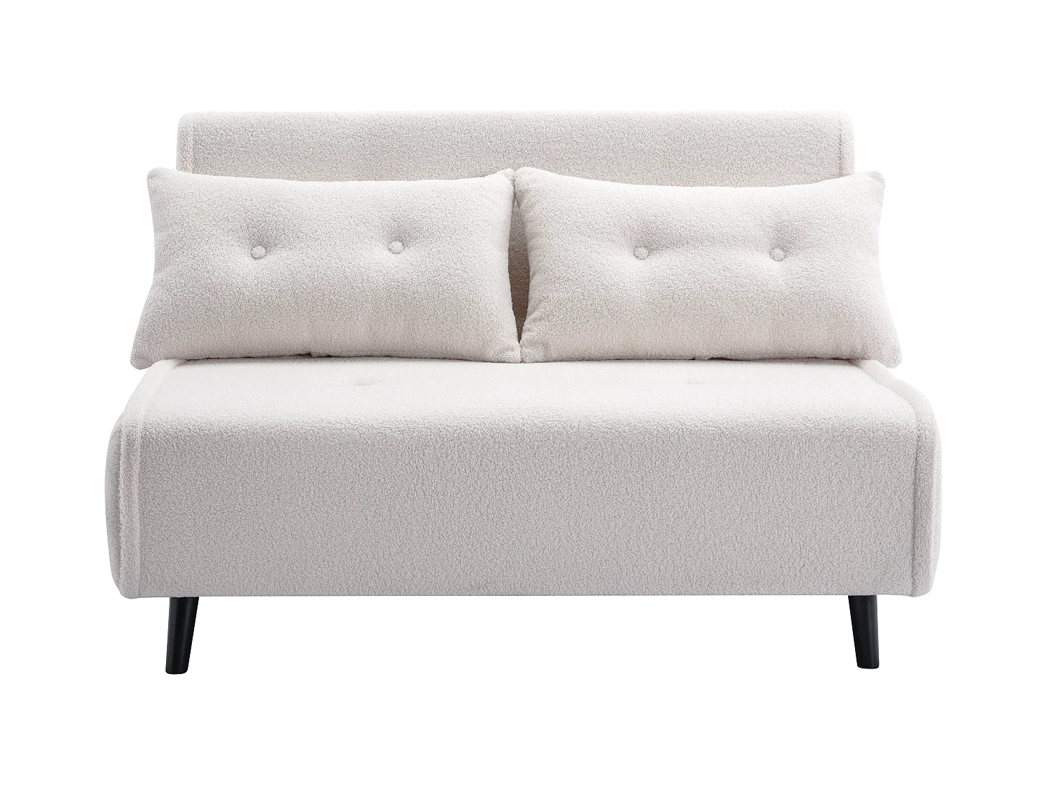 Sofá cama de 2 plazas de tela rizada marfil URIBIA