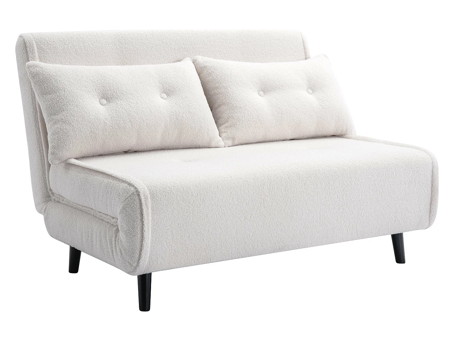 Sofá cama de 2 plazas de tela rizada marfil URIBIA