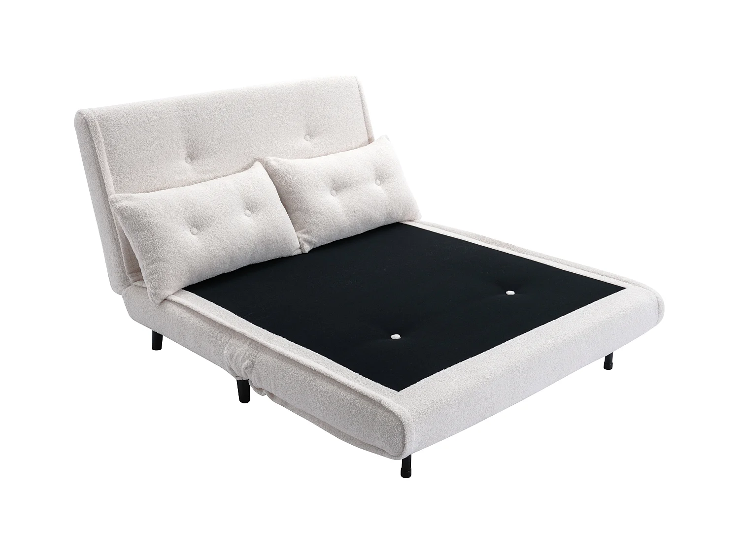 Sofá cama de 2 plazas de tela rizada marfil URIBIA