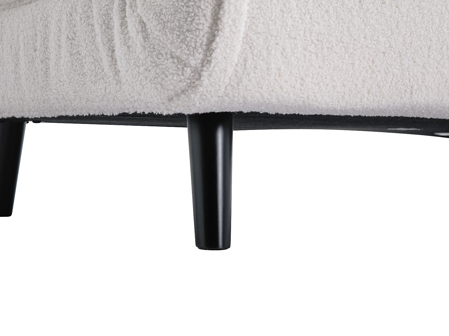 Canapé 2 places convertible en tissu bouclette ivoire URIBIA