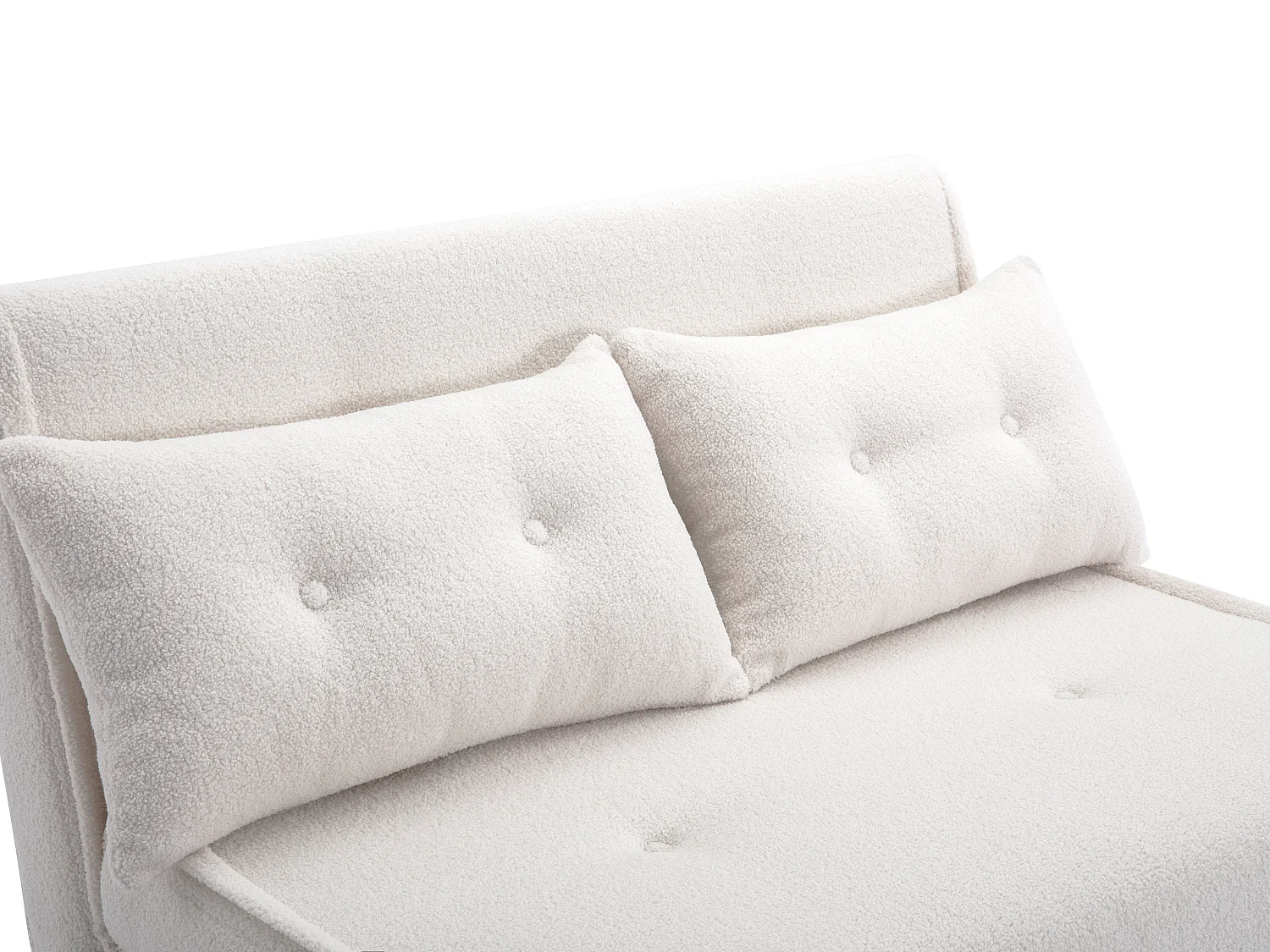 Canapé 2 places convertible en tissu bouclette ivoire URIBIA