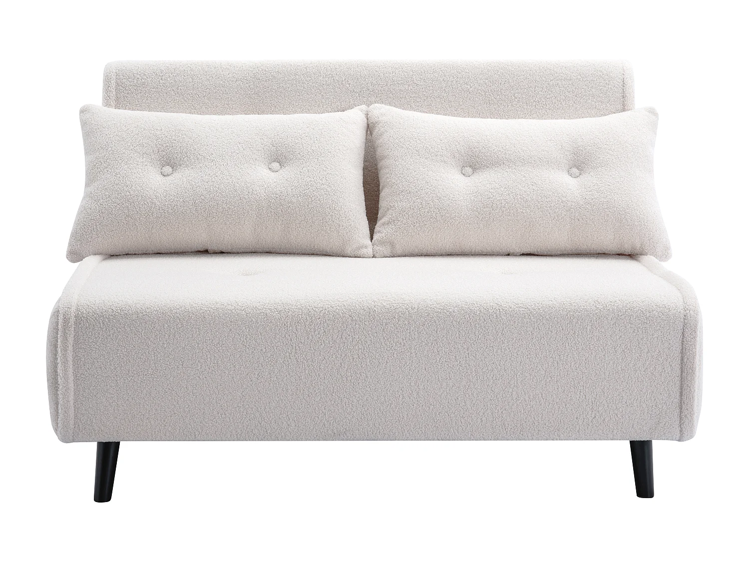 Canapé 2 places convertible en tissu bouclette ivoire URIBIA